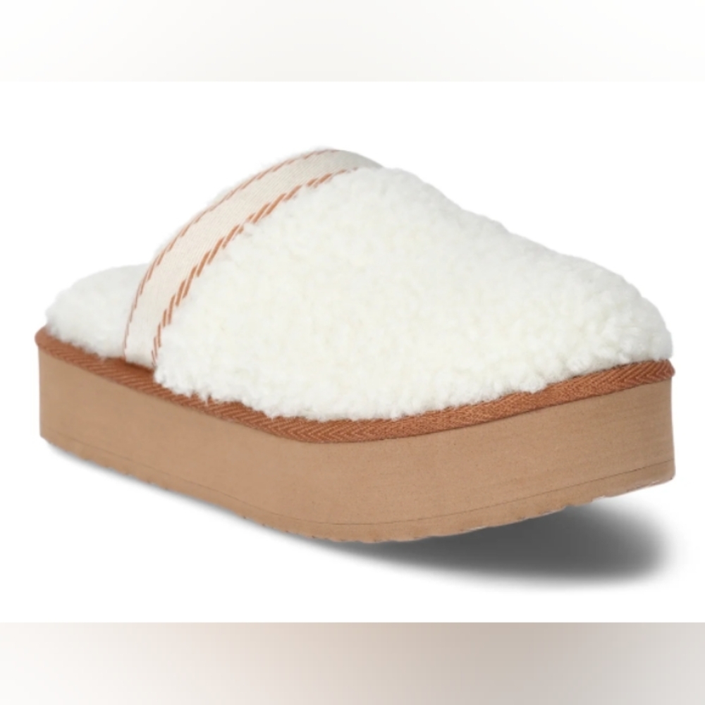 Women's Teddy Fleece Clog Platform Slippers    Sizes 9 & 11      NWT